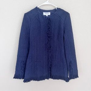 Derek Lam 10 Cosby Navy Blue zippered/fringe jacket/blazer Sz 6